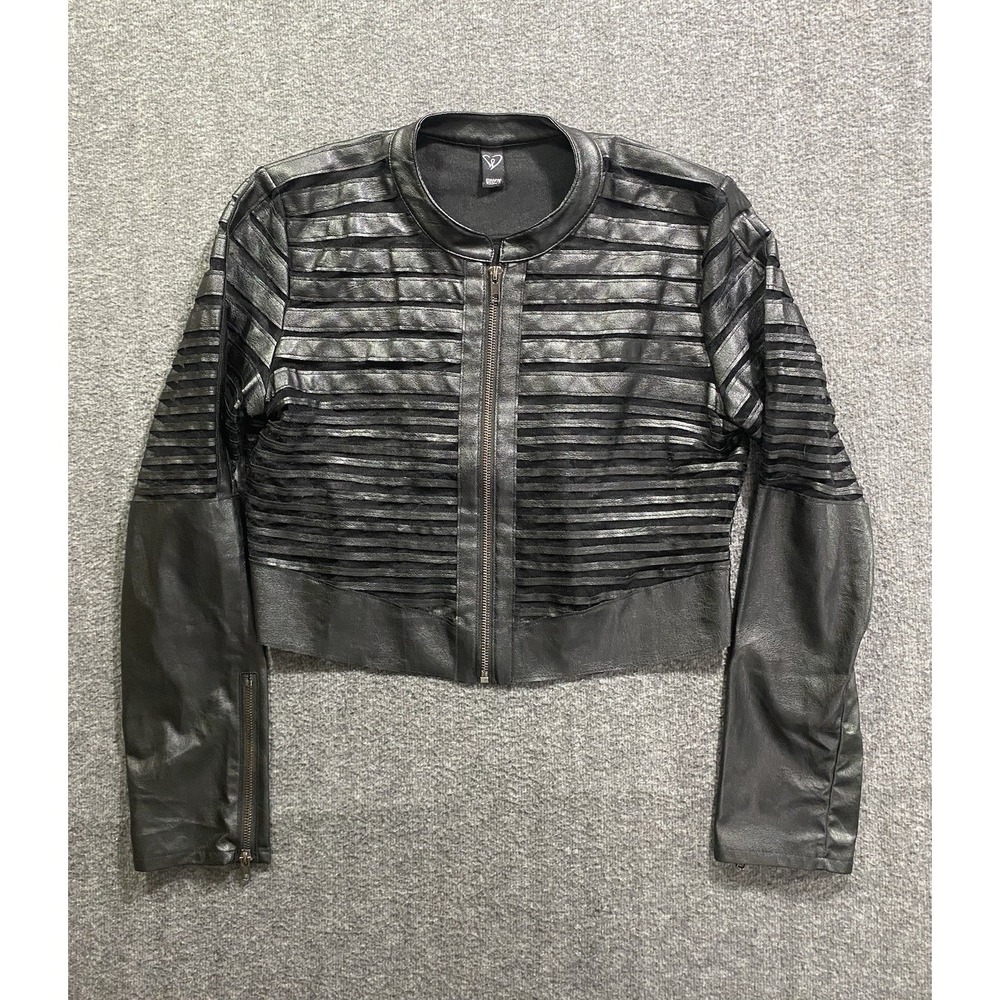 Windsor Black Vegan Leather Moto Biker Crop Jacket DS8080 L